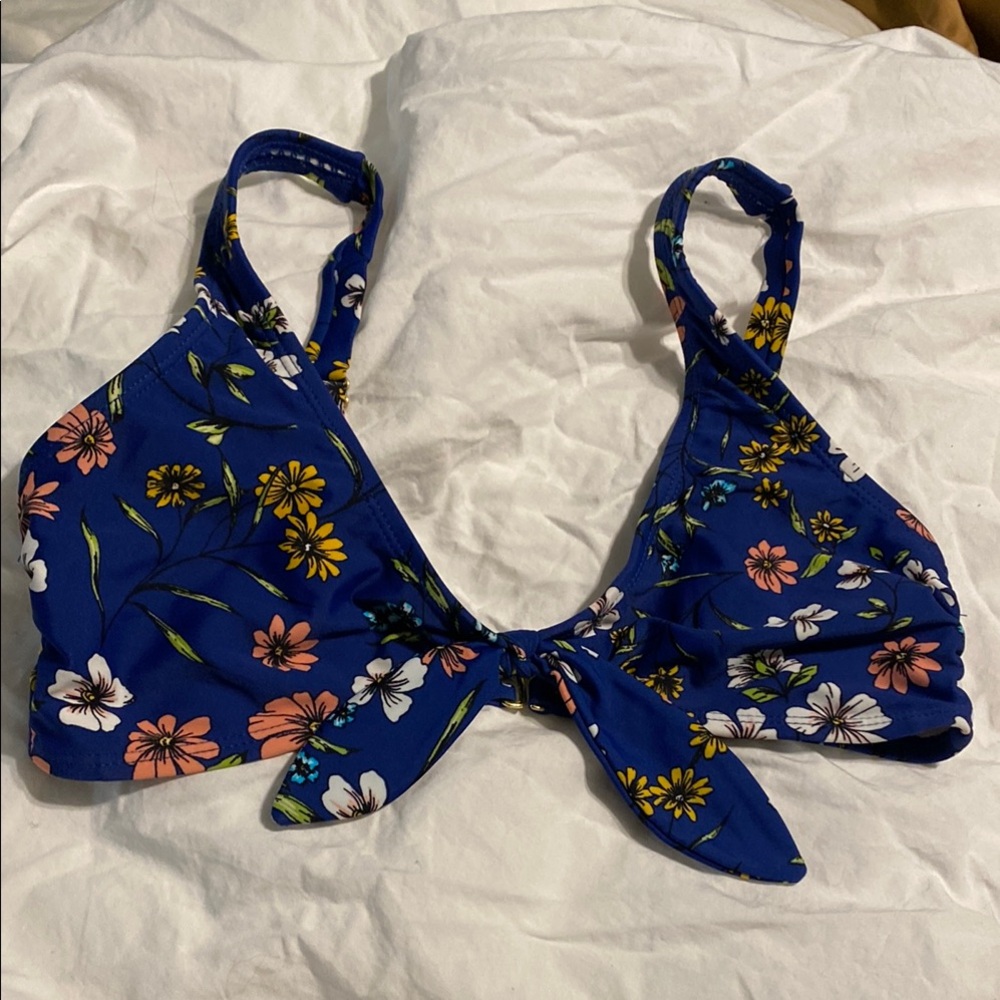 Hot Water Blue Floral Bikini Top